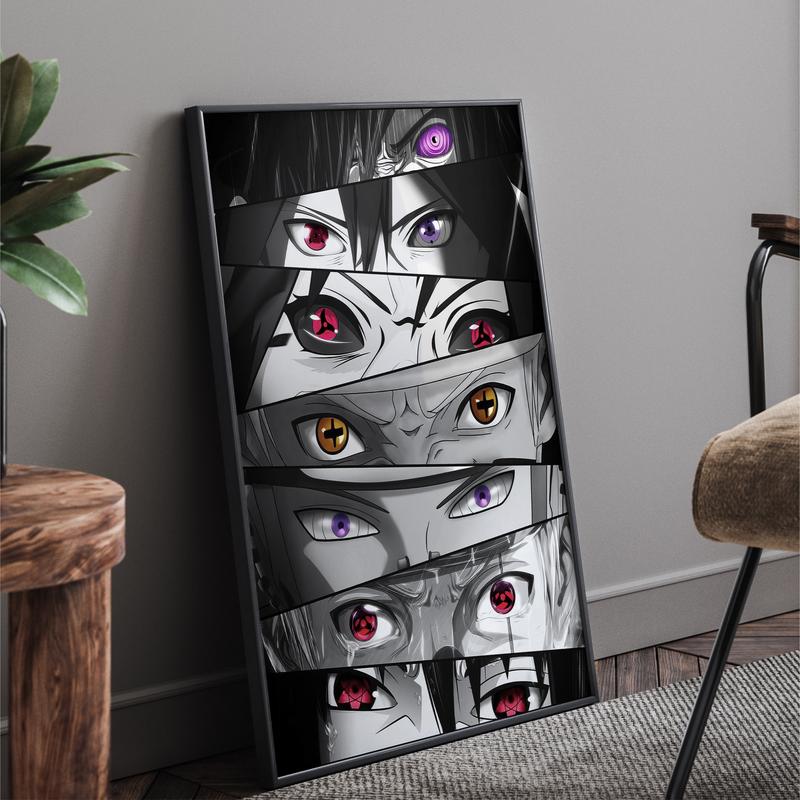 Naruto Poster Eyes Manga Art Anime Wall Print Minimalist Painting Digital Download colorful Art Naruto, Itachi, Kakashi Hatake