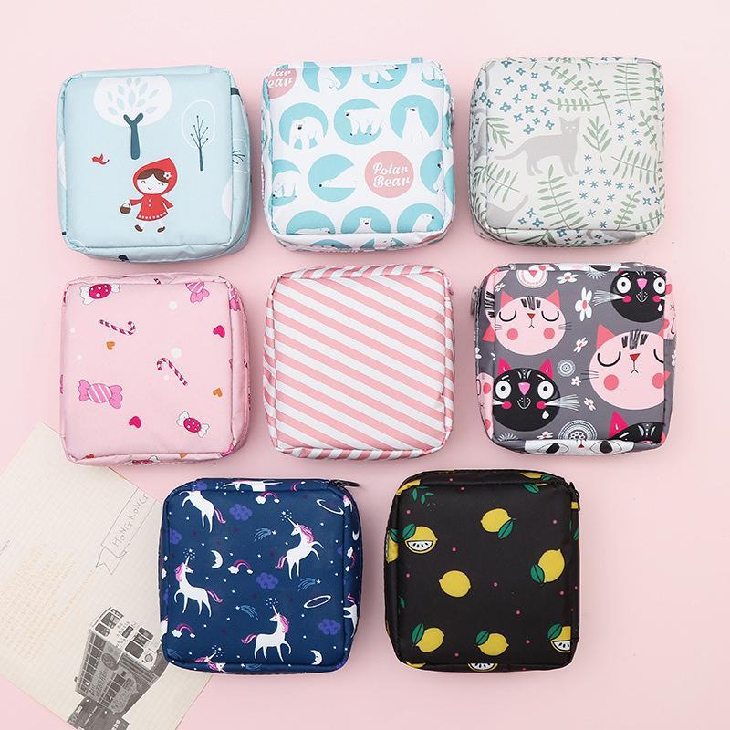 Sanitary Napkins Storage Bag, Portable Travel Sanitary Pads Organizer Bag, Zipper Tampon Storage Bag for Women Girls, Travel Organizer