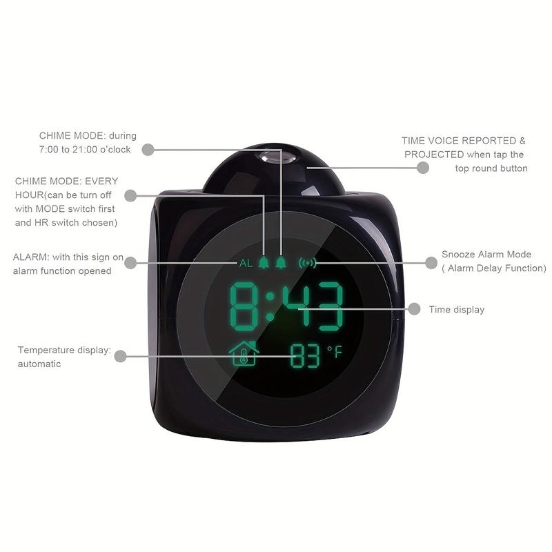 2024 New LCD Digital Projection Alarm Clock, LCD Screen Display Alarm Clock Time, Time Wall Projection Alarm Clock, Durable Alarm Clock For Living Room Bedroom, Room Decor, Home Decor Black friday, Christmas gift