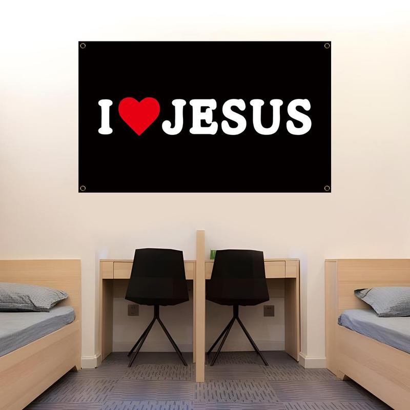 I Love Jesus Letter Pattern Hanging Banner for Room Decor, Wall Hanging Backdrop, Wall Hanging Decor for Home Living Room Bedroom Dormitory, Home Decor