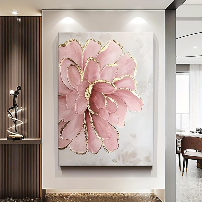 Pink Peony Flower Wall Art - Modern Canvas Print with Decoration,  Living Room and Hotel Decoration, Wall-Hung Print Decorations,Frameless