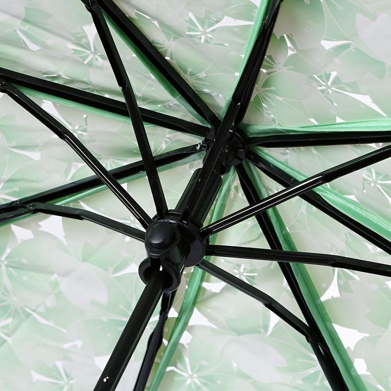 Summer Stuff Clear Cherry Blossom Pattern Foldable Umbrella, 1 Count Portable Waterproof Umbrella, Durable Umbrella For Outdoor Activities