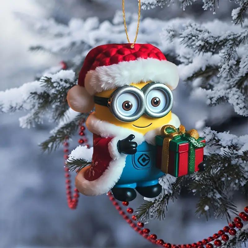 Cartoon Design Hanging Ornament, 1 Count Cute Santa Hat Design Hanging Decoration, Holiday Decoration for Christmas Tree, Home, Car, Backpack