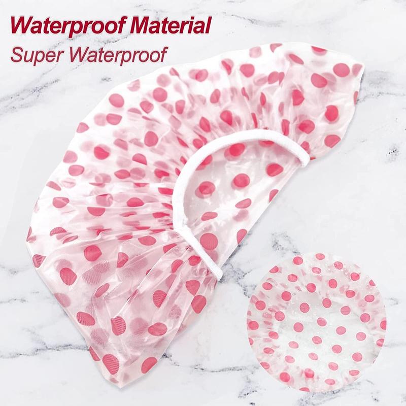 Dot Pattern Shower Cap, 3 Counts Waterproof Bathing Hair Hat, Bathing Hair Cover, Hair Protection Cap for Women & Girls, Bathroom Supplies