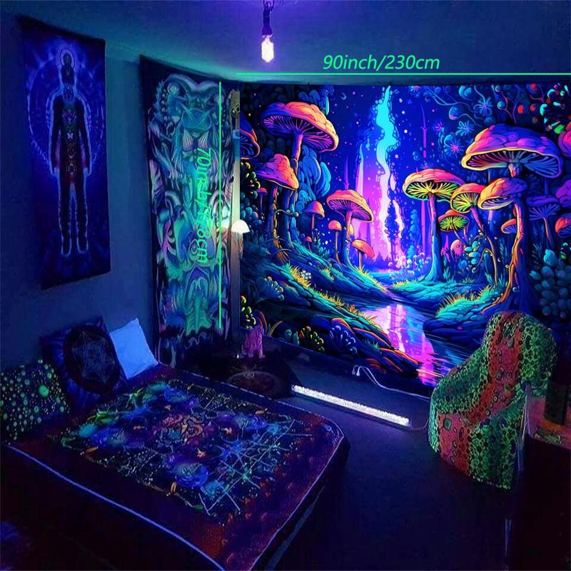 Fantasy Cloud Pattern Tapestry, UV Reactive Fluorescent Tapestry, Wall Hanging Decor for Home Living Room Bedroom Dormitory, Room Decor, Summer Fathers Day Gift