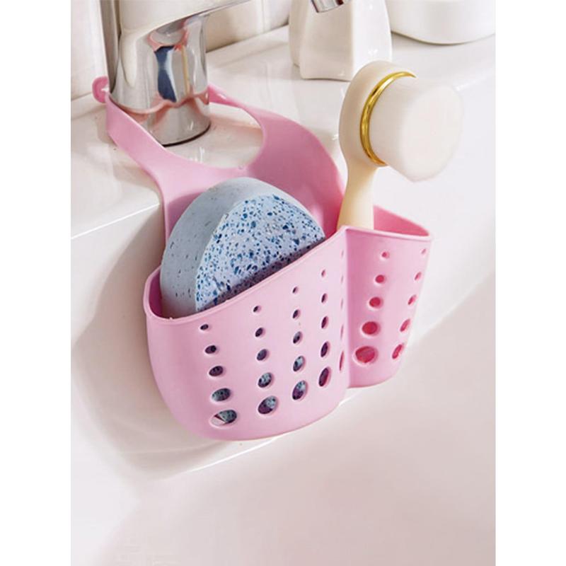 1pc Kitchen Portable Sink Sponge Holder, Rack Hanging Basket Shelf Baskets Drain Bag Strainer Organizer Bath Storage Gadget Tool