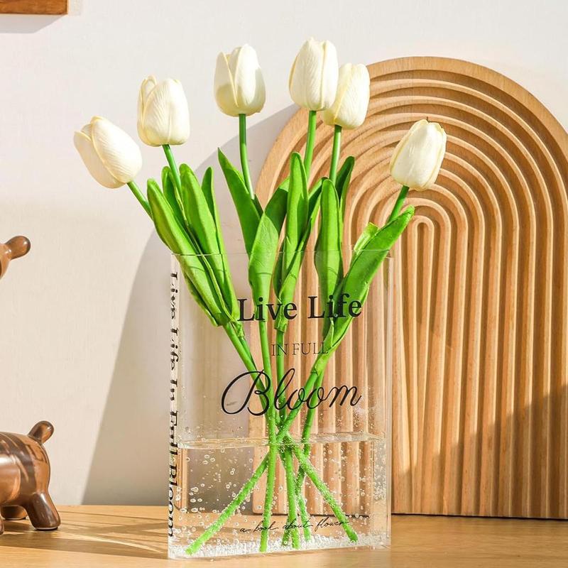 Acrylic Transparent Book Shaped Vase, Letter Pattern Clear Vase, Desktop Decorative Flower Arrangement Vase, Home Decor Ornament