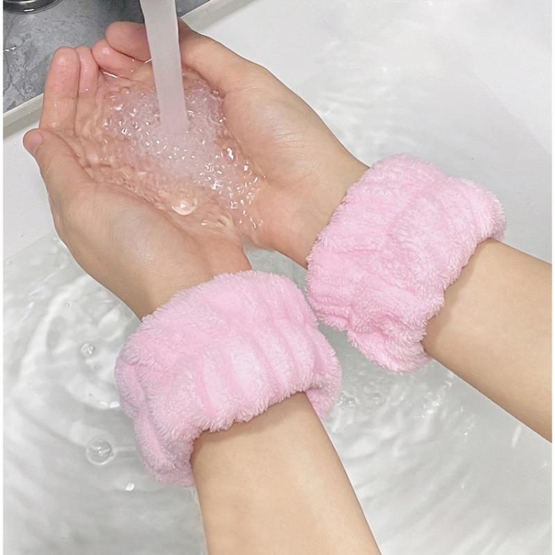 Reusable Wristband, 2pcs Soft Absorbent Face Washing Wristband, Bathroom Accessories for Girls & Women