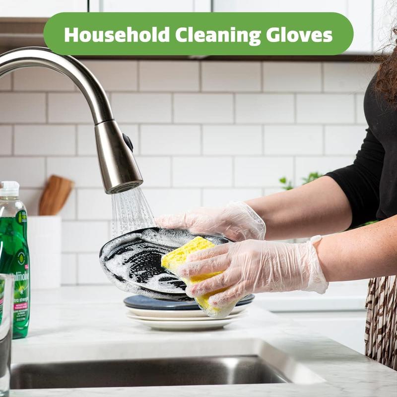 [100 Count Gloves, Powder Free, Latex Free, Clear Gloves for Cooking and cleaning