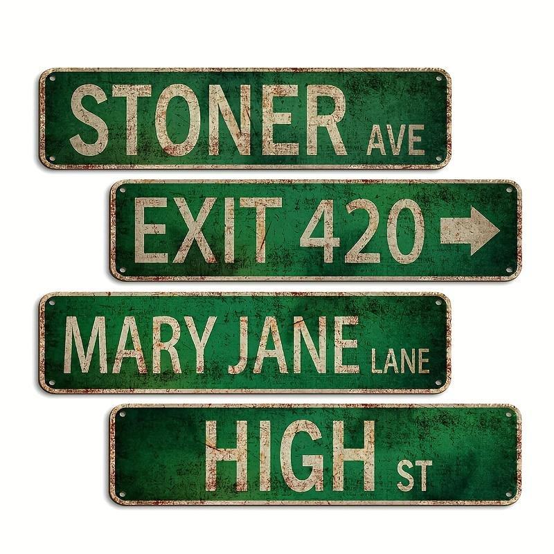 Vintage Street Sign, 4pcs set Retro Street Sign, Wall Decor Plaque for Home Wall Restaurant Decor