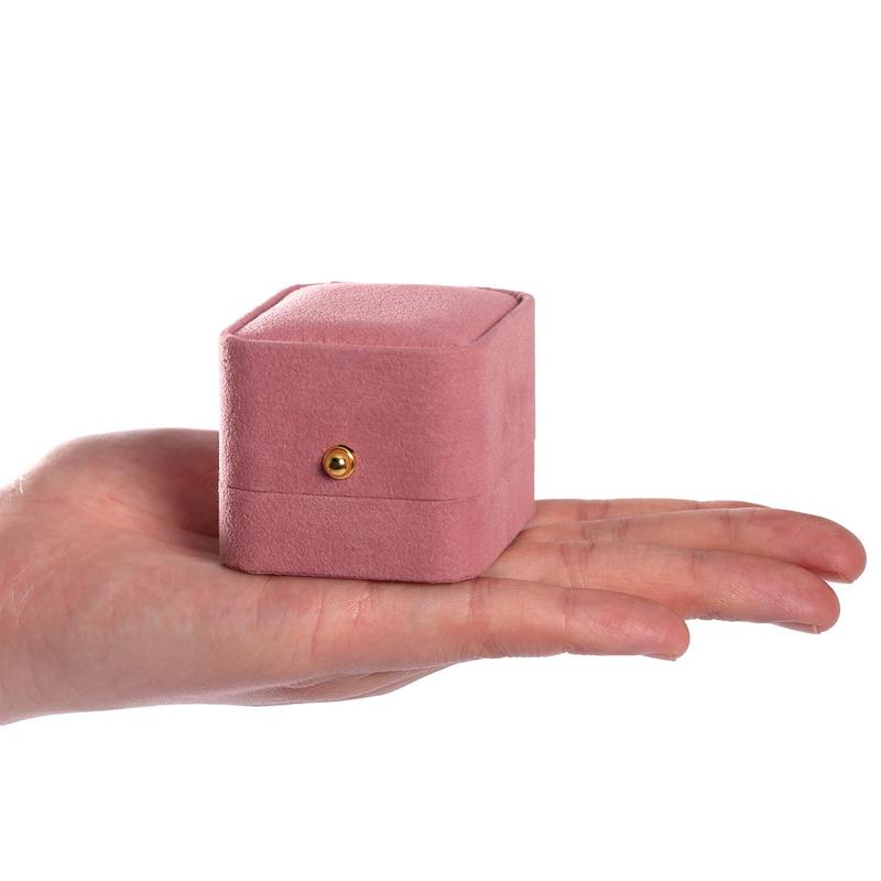 Pink Elegant Flock Fabric Jewelry Box, 1 Count Mini Jewelry Packaging Box with Lid, Jewelry Storage Organizer, Jewelry Organizer for Ring Earrings Necklace