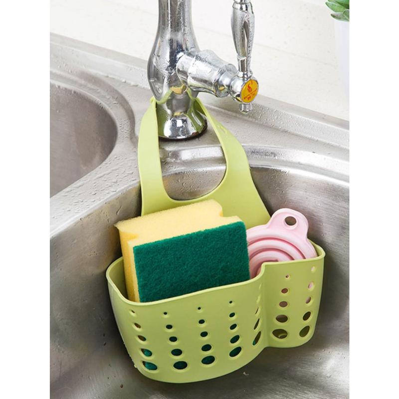 1pc Kitchen Portable Sink Sponge Holder, Rack Hanging Basket Shelf Baskets Drain Bag Strainer Organizer Bath Storage Gadget Tool