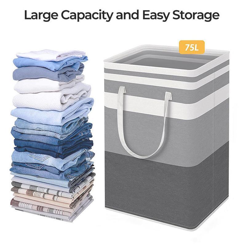 Large Capacity Laundry Basket, 1 Count Waterproof Freestanding Laundry Hampers, Foldable Clothes Hampers with Handles for Dormitory & Household