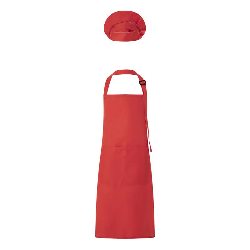 Child Craft Apron and Hat Set Solid Color Front Pocket Bib Apron + Elastic Band Cooking Cap