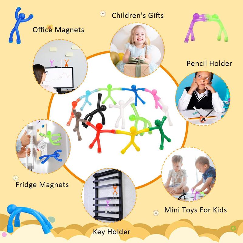 Colourful Travel Toys,12Pcs Magnetic Men,Magnet People,Fridge Magnets,Fun Toys,Magnets ,Whiteboard,Easter,Refrigerator,Office