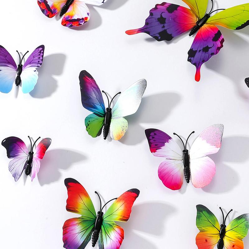 12pcs Set Butterfly Wall Decorative Sticker, 3D Simulated Butterfly Sticker For Home Wall Refrigerator Window Decoration