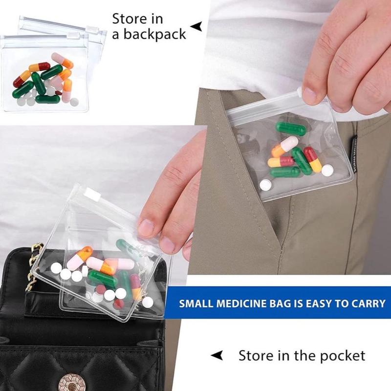 Clear Zipper Pill Storage Bag, 5 10pcs Reusable Pill Storage Bag, Self-sealing Pill Storage Organizer for Travel & Home