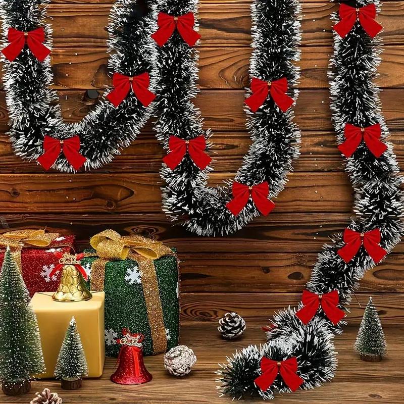 Artificial Christmas Garland, 1 Count Hanging Christmas Tree Ornaments with Random Accessories, Wreath Decor for Staircase Railing Home Party Wall Door