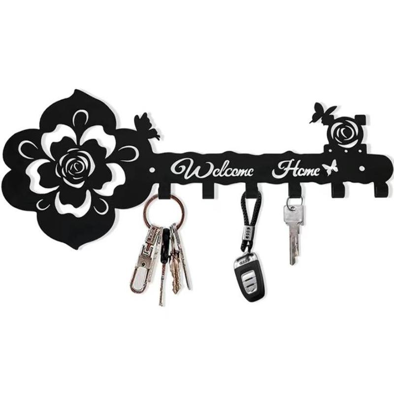 Rose & Butterfly Design Hook, Hollow Out Iron Hook, Creative Decorative Hook for Bathroom, Porch, Kitchen, Living Room