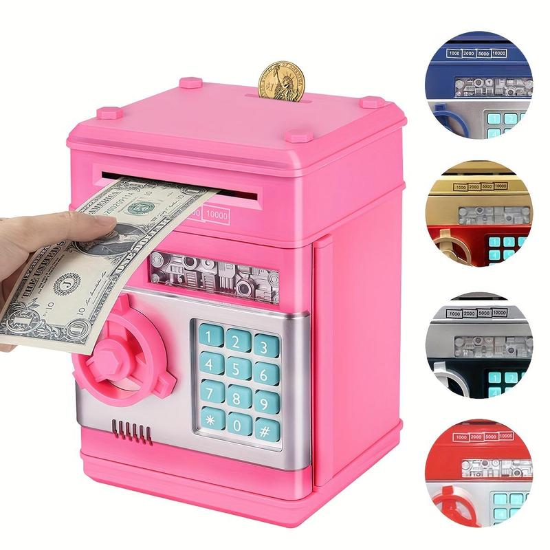 Saving Challenge Piggy Bank Fun Toys for Boys, 1 Count Automatic Coin Deposit Box, Summer Saving Money Challenge Piggy Bank, Safe Box for Money, Electronic Coin Bank without Battery, Creative Gifts for Boys & Girls