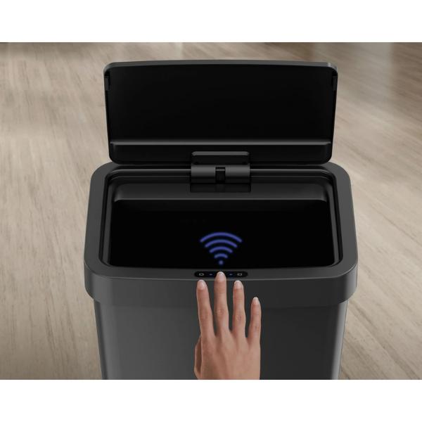 13.2 Gallon Kitchen Sensor Trash Can, Plastic Motion Sensor Kitchen Trash Can, Black