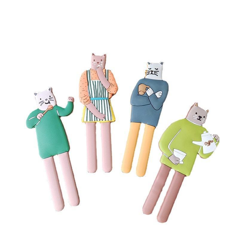 Funny Long-legged Cat Design Refrigerator Magnet, 2 Counts Cute Cat Fridge Magnet, Multifunctional Magnetic Hook for Home Kitchen Office Dormitory