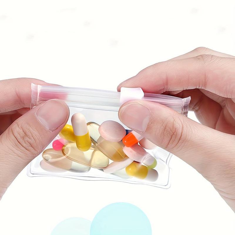 Clear Zipper Pill Storage Bag, 5 10pcs Reusable Pill Storage Bag, Self-sealing Pill Storage Organizer for Travel & Home