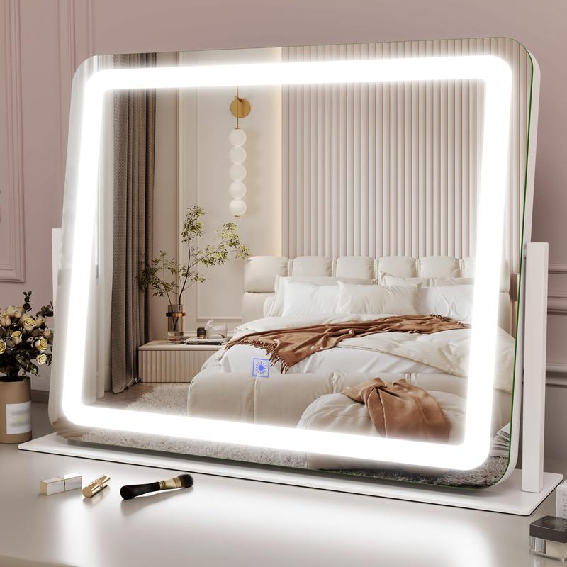 FENNIO Vanity Mirror with Lights, 360° Rotating Makeup Mirror, 3-Color Touch Dimmable, 22