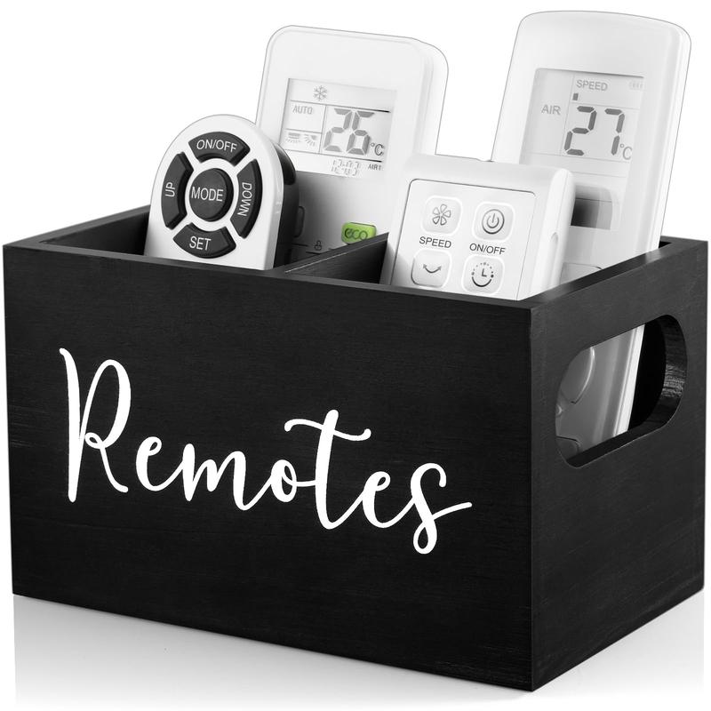 Remote Control Holder, 1 Count Wooden Remote Box for Nightstand, Bedside Caddy for Home Decor, Desk Organizer for Home Office