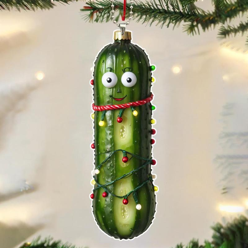 Cucumber Shaped Ornament, 1 Count 2D Creative Cucumber Decoration, Hanging Decoration for Car Interior & Christmas Tree, Festive & Party Supplies