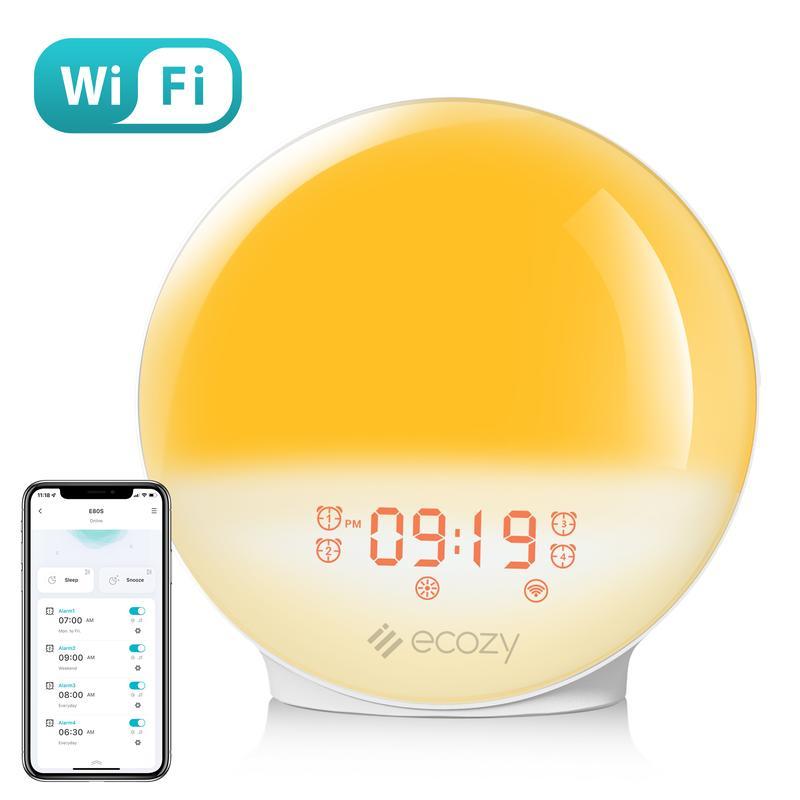 ecozy Sunrise Alarm Clock for Heavy Sleepers, Smart Wake Up Light with Sunrise Sunset Simulation