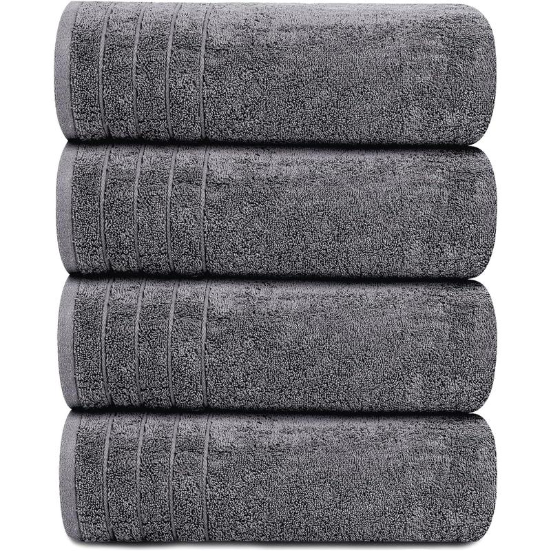 Large Bath Towels,  Cotton, 30 x 60 Inches Extra Large Bath Towels,  Weight, Quicker to Dry, Super Absorbent, Bathroom Towels (Pack of 4, Dark Grey)