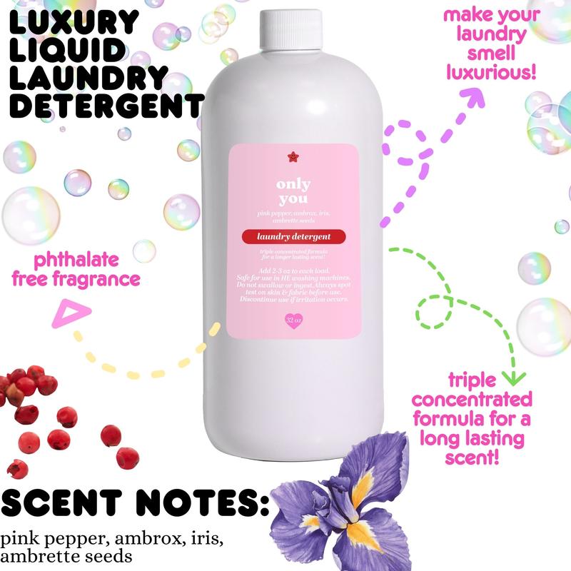 Luxury Liquid Detergents - 32oz Household Scented Laundry Detergent - Long-lasting Scent