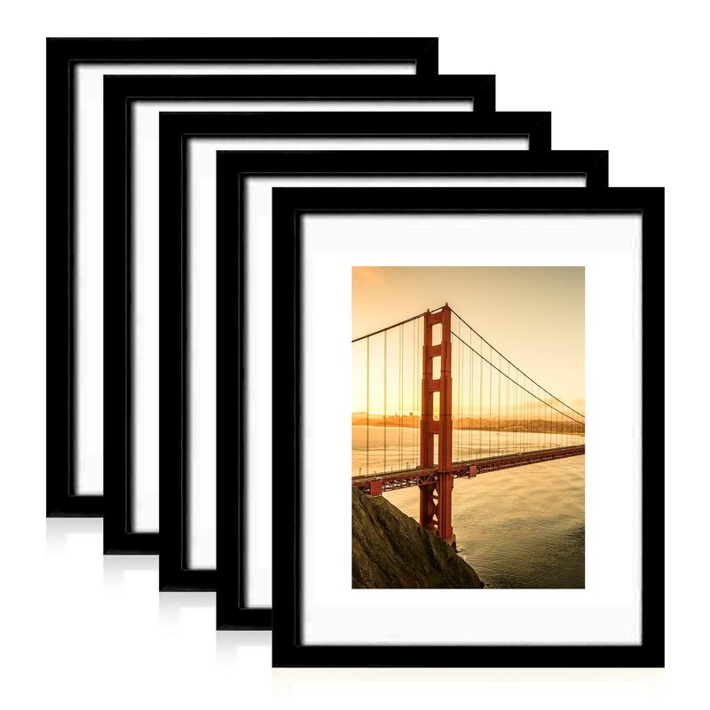 Picture Frame Set, 5 Counts set Photo Frame with Glass for Table Top & Wall Mounting, Home Decor for Living Room Bedroom