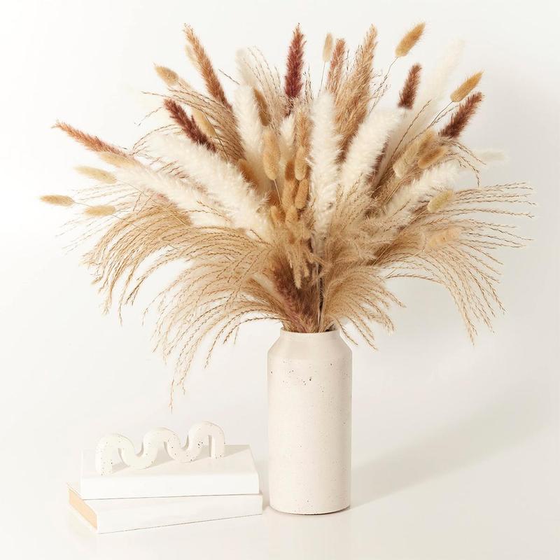 Artificial Reed Bouquet, 100pcs Colorful Faux Flower Bouquet, Bohemian Fake Reed for Wedding Birthday Festival Party Decoration [without Vase]