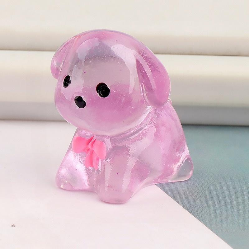 Cute Cartoon Mini Dog Shaped Resin Ornament, 6 Counts set Luminous Mini Animal Figurine, Home Decor for Living Room Bedroom Office