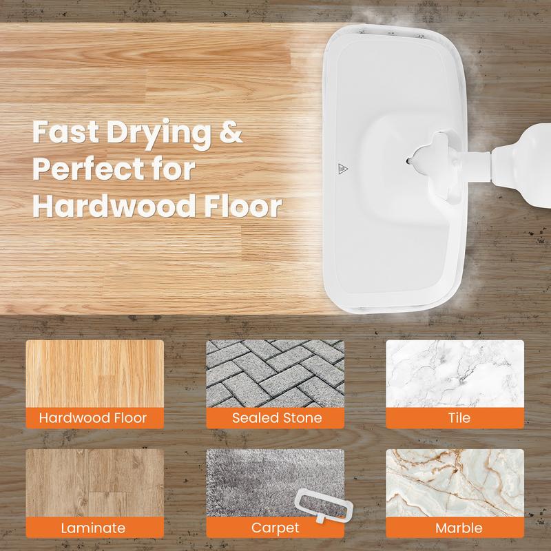 Crafted Comforts Co. Steam Mop for Floor Cleaning - Lightweight Hardwood Tile Laminate Floors Cleaner with 2 Washable Pads