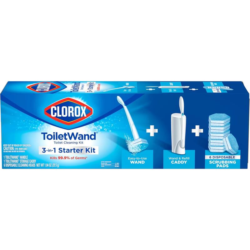 Clorox Toiletwand Toilet Cleaning Kit, Toiletwand, Caddy and 6 Refills, Pack of 6 (Pack May Vary) Clorox Toilet Wand Clorox Toilet Wand