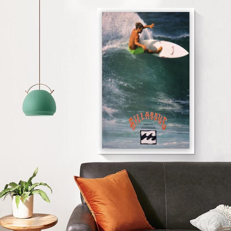 1990 Surf Poster Retro Ocean Print Hawaii Summer Beach Newspaper Canvas Surfer Wall Art Aesthetic for Beach Lovers high quality canvas art room decor