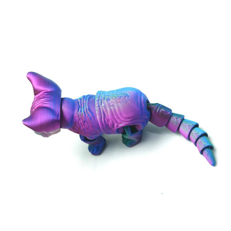 3D Printed Cat Design Figurine, Cute Animal Decorative Ornament, Creative Collectible Toy for Home Office Bedroom Living Room, Fidget Tabletop Ornament