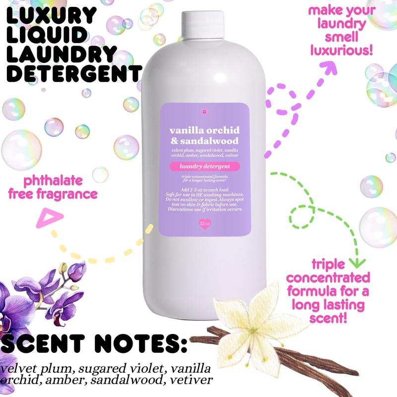 Luxury Liquid Detergents - 32oz Household Scented Laundry Detergent - Long-lasting Scent