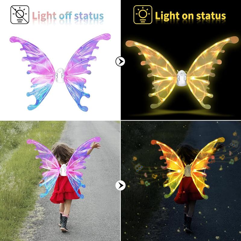 New upgraded model LED Light Up Butterfly Wings, 1 Count BatteryPowered Colorful Glowing Butterfly WingsNovelty Lighting for Party, Festival &Holiday, Christmas Decoration (Batteries NotIncluded)，Birthday gift for children