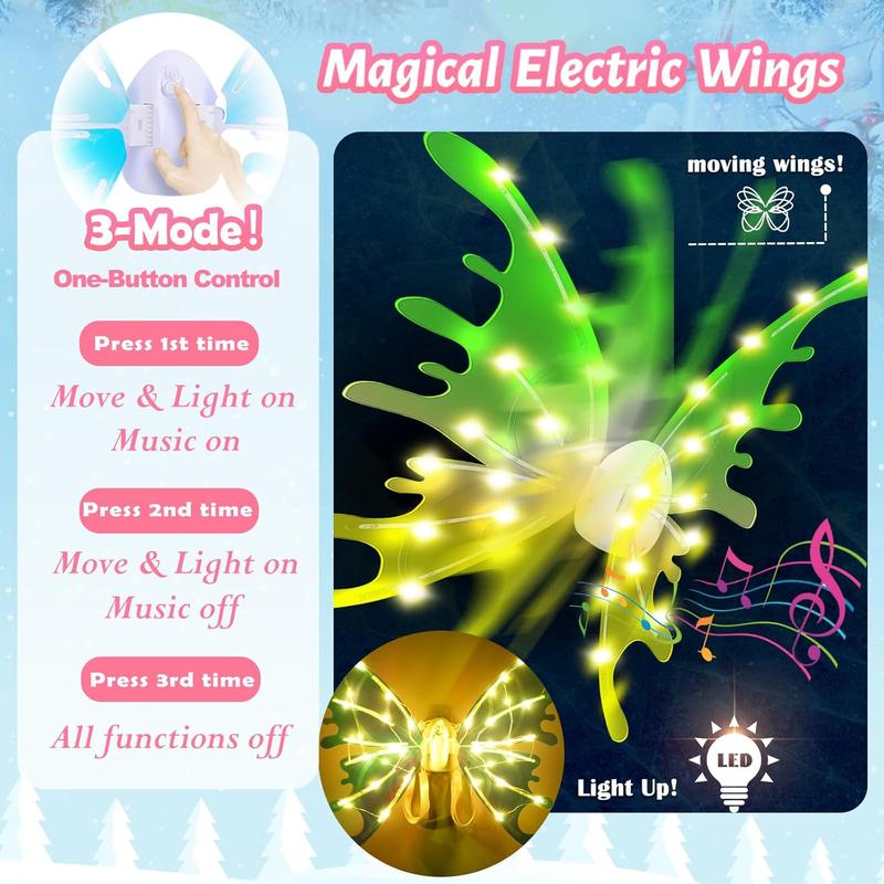 New upgraded model LED Light Up Butterfly Wings, 1 Count BatteryPowered Colorful Glowing Butterfly WingsNovelty Lighting for Party, Festival &Holiday, Christmas Decoration (Batteries NotIncluded)，Birthday gift for children