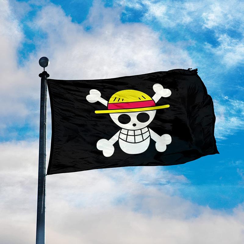 SKY FLAG Pirate Monkey D. Luffy Skull Flag 60*90CM Polyester Straw Hat Pirates Trumpet Banner Flag Home Decor