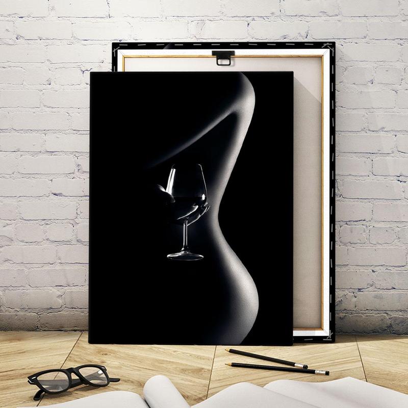 Women & Wine Glass Pattern Canvas Painting Framed, 1 Count Modern Aesthetic Art Wall Decor, Wall Art for Home Living Room Office Gallery Decor