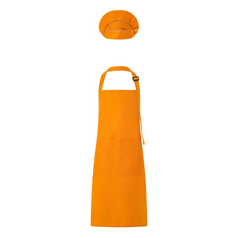 Child Craft Apron and Hat Set Solid Color Front Pocket Bib Apron + Elastic Band Cooking Cap