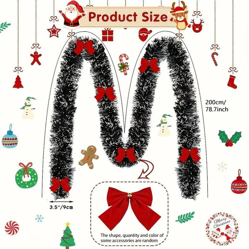 Artificial Christmas Garland, 1 Count Hanging Christmas Tree Ornaments with Random Accessories, Wreath Decor for Staircase Railing Home Party Wall Door