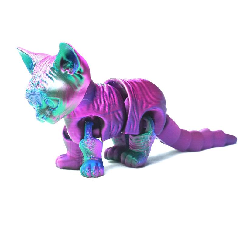 3D Printed Cat Design Figurine, Cute Animal Decorative Ornament, Creative Collectible Toy for Home Office Bedroom Living Room, Fidget Tabletop Ornament