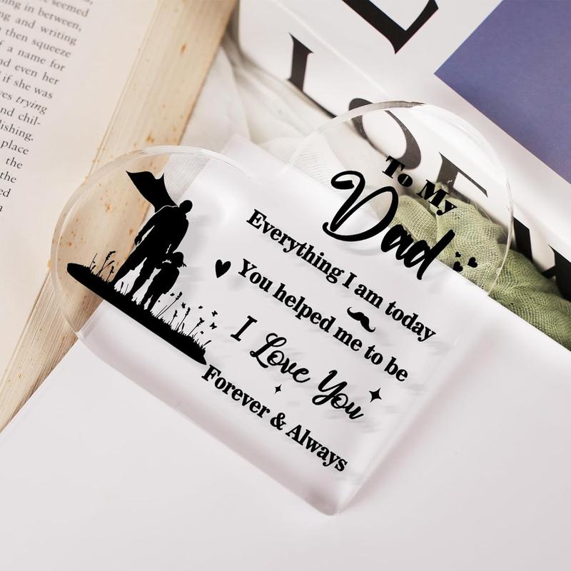 Gifts for Dad Gifts from Daughter - Engraved Acrylic Heart Piece with Heartwarming Words - Dad Birthday Gifts for Fathers