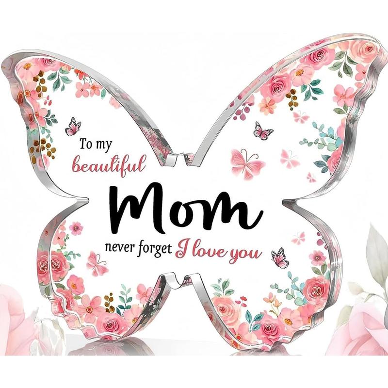 Mothers Day Gifts for Mom from Daughter Son, Unique Mom Birthday Gift Ideas,5.1x3.9 IN Butterfly Shaped Acrylic Keepsake